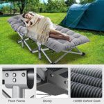 ABORON Folding Camping Cots for Adults, Double Layer 1200D Cot for Sleeping, Heavy Duty Guest Bed Home Camping Vacation Nursing Bed with Mattress &Carrying Bag