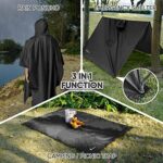 PTEROMY Hooded Rain Poncho for Adult with Pocket, Waterproof Lightweight Unisex Raincoat for Hiking Camping Emergency (Black)