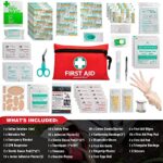 Mini First Aid Kit, Small 110 Pieces – Includes Emergency Foil Blanket, Scissors for Travel, Home, Office, Vehicle, Camping, Workplace & Outdoor (Red)