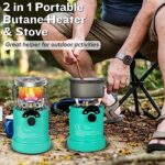 2 in 1 Portable Camping Stove & Butane Heater, Outdoor stove with automatic igniter. for Camping Ice Fishing, Hunting Survival?Pot not included?