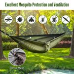 OTraki Camping Hammock with Net and Rainfly, Heavy Duty Portable Outdoor Hammock with Tree Straps Single Double Parachute Material Travel Hammock Tent for Backpacking Hiking Activities Green